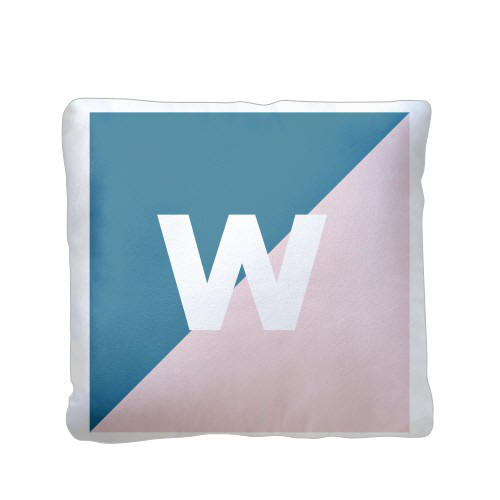 Pillows: Colorblock Monogram Pillow, Plush, Pillow (Plush), 16 x 16, Single-sided, Blue